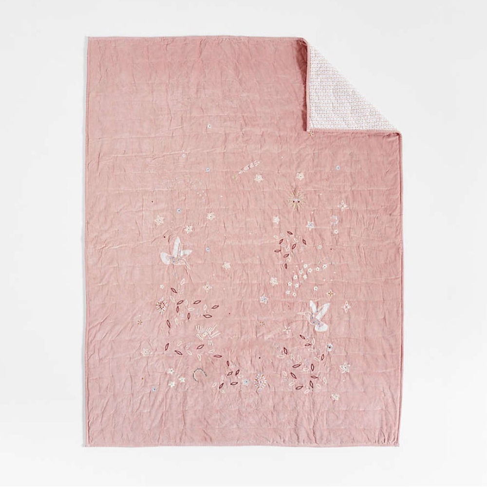 Heirloom Embroidered Organich Cotton Velvet Kids Twin Quilt by Jeremiah Brent